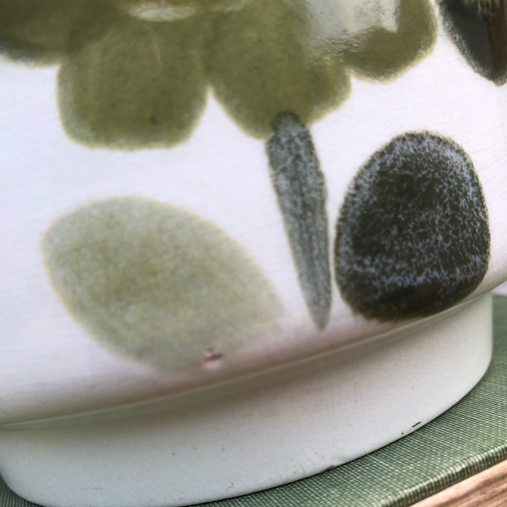 Crown Lynn Ironstone Boho Planter with floral motif Ceramic golden yellow green - Picture 13 of 16